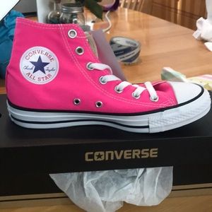 Hot pink converse high tops NIB
